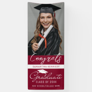 Banderoles Burgundy Congrats Grad Photo Diplôme Vertical