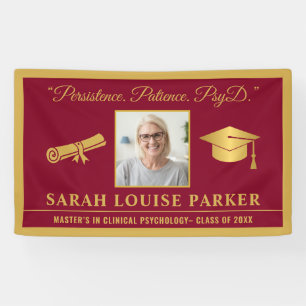 Banderoles Burgundy Et Gold PsyD Citation Photo Graduation 20