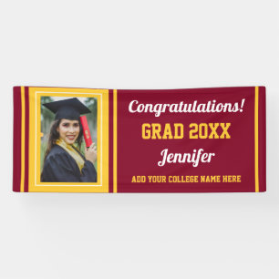 Banderoles Burgundy Gold Congrats Custom Photo Graduation