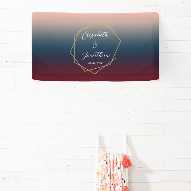 Banderoles Burgundy Navy Blush Ombre Mariage géométrique (Insitu)