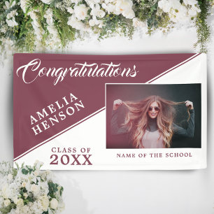 Banderoles Burgundy Red Graduate Photo Party