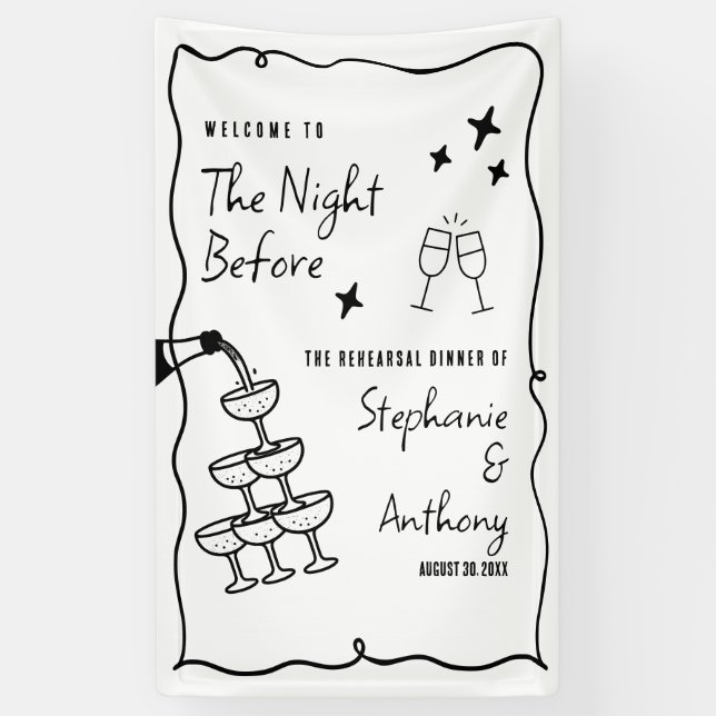 Banderoles BW Whimsical Frame and Champagne La veille (Vertical)