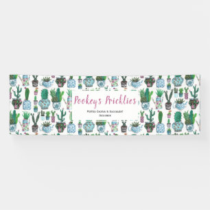 Banderoles Cactus bleu et vert mignons et pots succulents mot