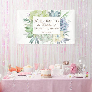 Banderoles Cactus Succulents Mariage Aquarelle