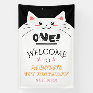 Banderoles Cadre de chat mignon étoile scintillante 1er anniv
