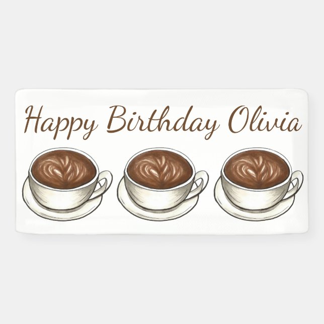 Banderoles Café Latte Cappuccino Anniversaire Fête Brunch (Horizontal)