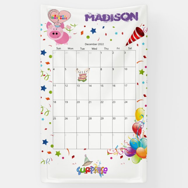 Banderoles Calendrier d'anniversaire Vinyl Happy Décembre 202 (Vertical)