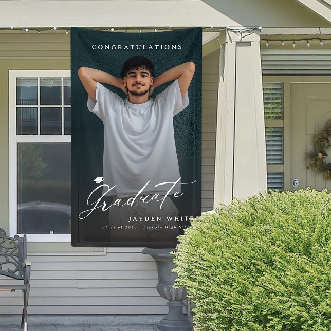 Banderoles Calligraphie moderne Simple Photo Graduation Party (Modern Calligraphy Simple Photo Graduation Party Banner)