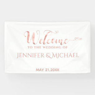 Banderoles Calligraphie or rose simple coeur mariage
