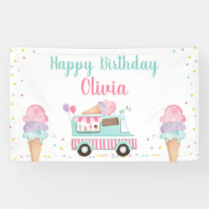 Banderoles Camion à glace Pink Turquoise fille Anniversaire d