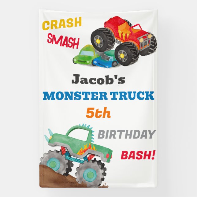 Banderoles Camion Crash Smash Monster Anniversaire Bash (Verticale)