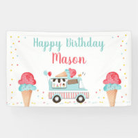 Camion Crème de glace Garçon bleu rouge Anniversai