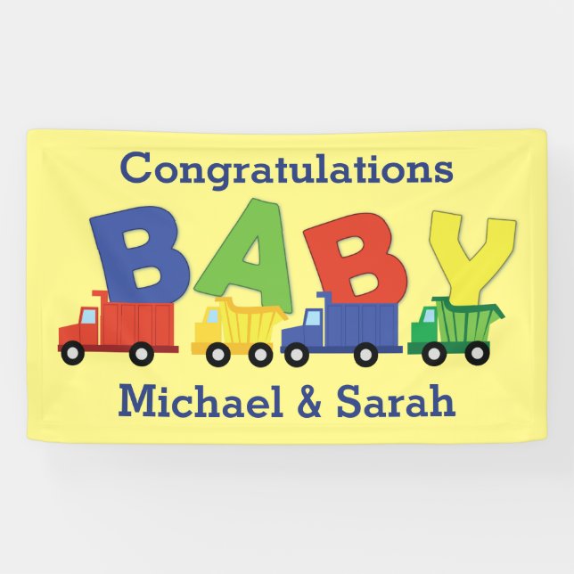 Banderoles Camion de Baby shower de camion de construction ga (Horizontal)