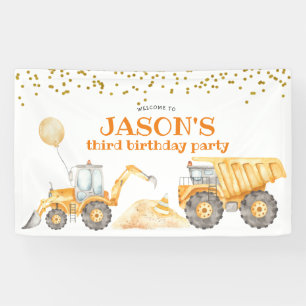 Banderoles Camion de construction jaune Anniversaire Grande b