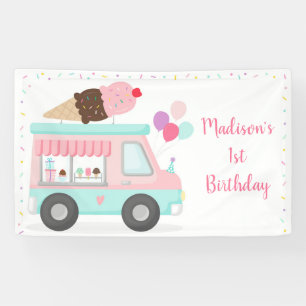 Banderoles Camion de glace Cute Creve Anniversaire