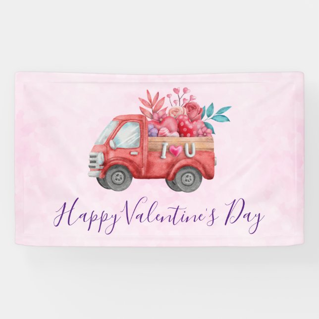 Banderoles Camion de l'Amour Mignon avec Cargaison de Coeur p (Horizontal)