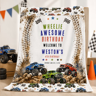 Banderoles Camion Monstre Wheelie Awesome 4 ans garçon