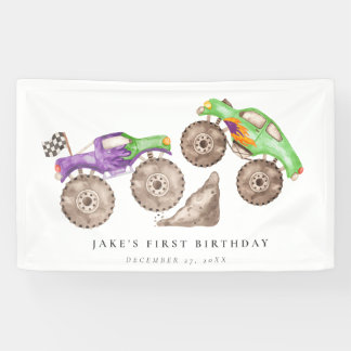 Banderoles Camions Monster Vert Violet Dynamique Anniversaire