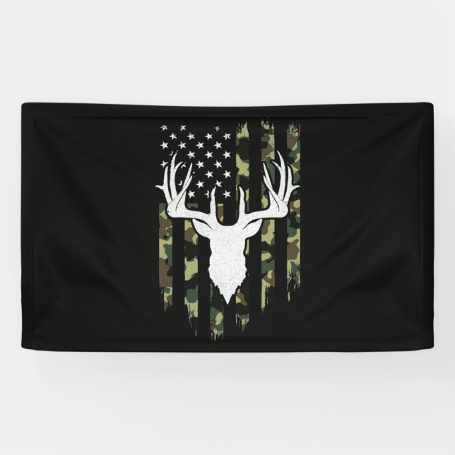 Banderoles Camouflage Drapeau Américain Chasse Aux Cerfs (Horizontal)