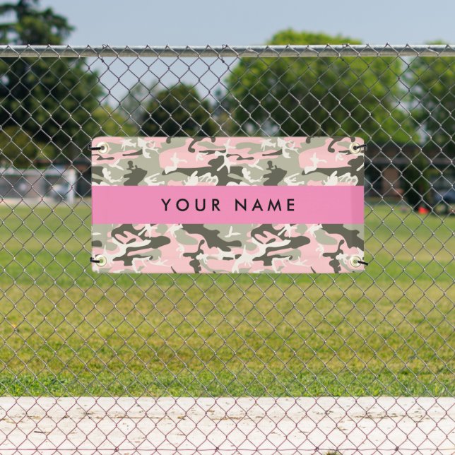 Banderoles Camouflage rose et vert Votre nom Personnalisez (Insitu)