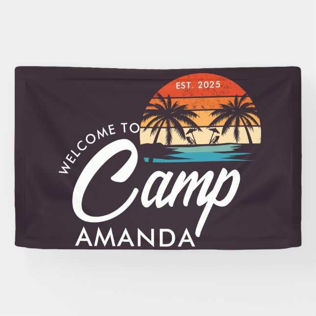 Banderoles Camp de plage personnalisé Bachelorette Party pers (Horizontal)