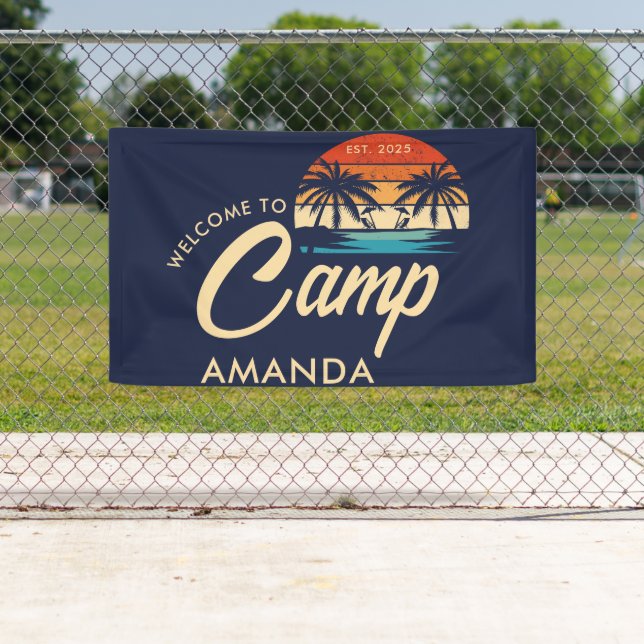 Banderoles Camp de plage personnalisé pour enterrement de vie (En situation)