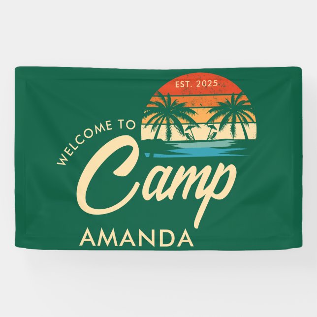 Banderoles Camp de plage personnalisé pour enterrement de vie (Horizontal)