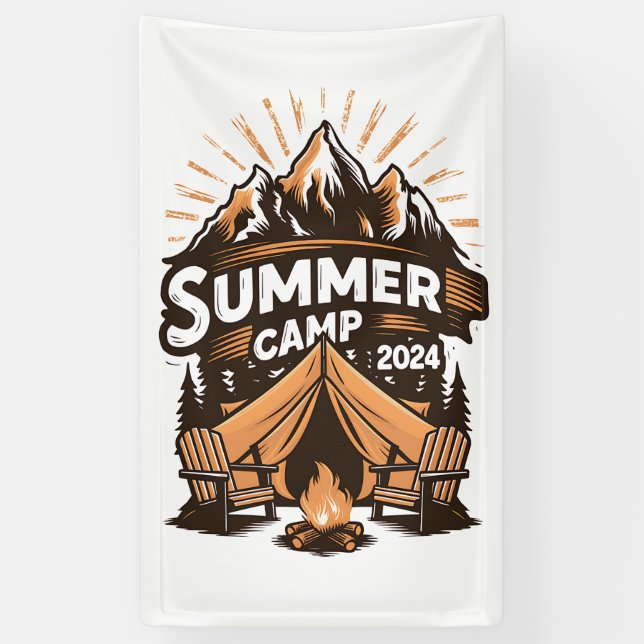 Banderoles Camp d'été 2024 - Camping de vacances (Vertical)