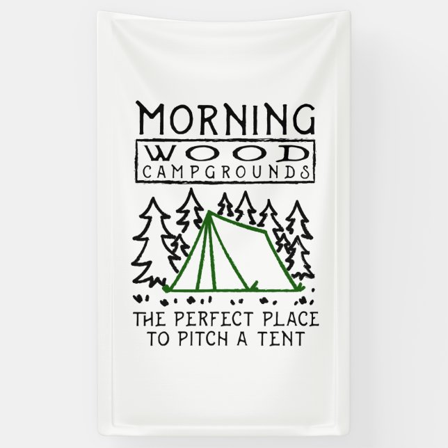 Banderoles Camping - Camping en bois du matin (Vertical)