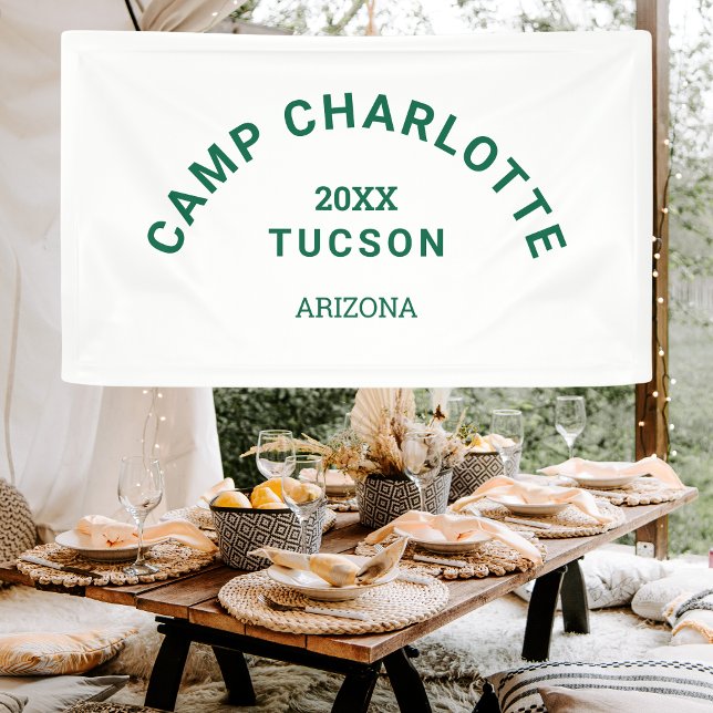 Banderoles Camping Thème Forêt Green Camp Crest Bachelorette (Créateur téléchargé)