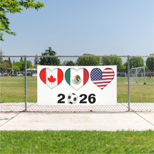Banderoles Canada Mexique États-Unis accueillant le tournoi d