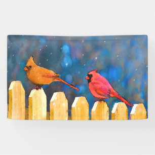 Banderoles Cardinals on the Fence Painting - Art original