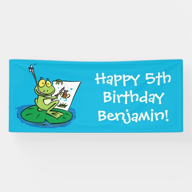 Banderoles Caricature amusante de grenouille verte (Horizontal)