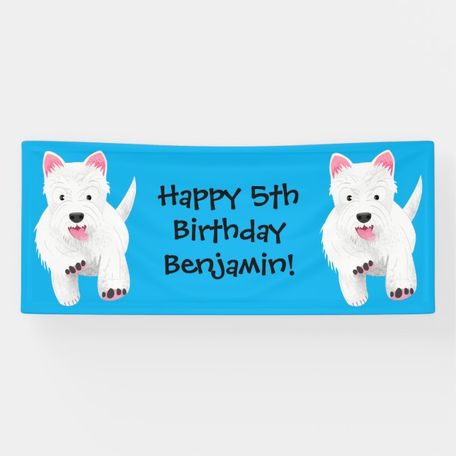 Banderoles Caricature blanche de terrier de l'ouest (Horizontal)