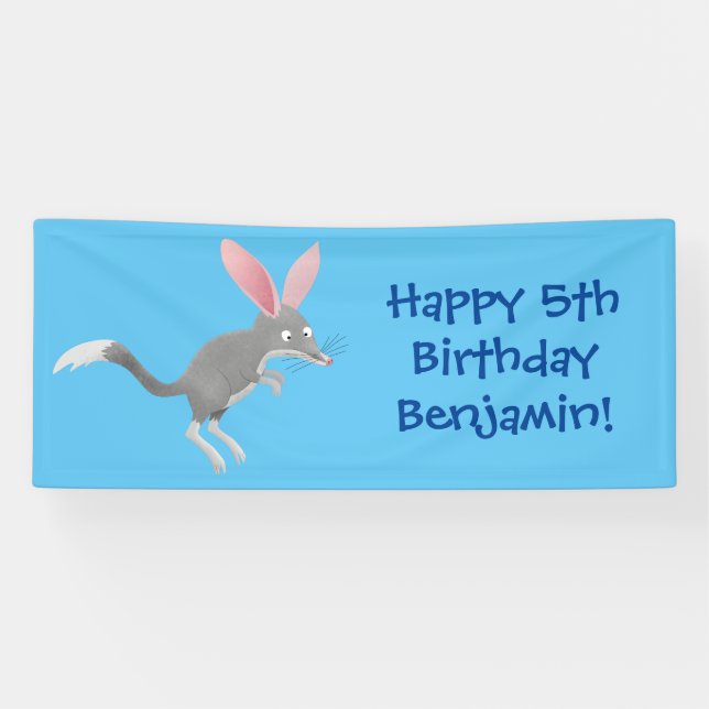 Banderoles Caricature de bilby australien très heureuse (Horizontal)