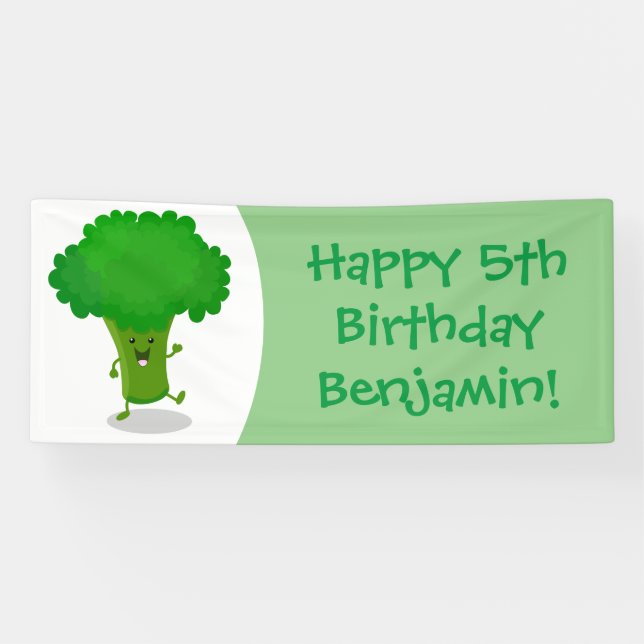 Banderoles Caricature de brocoli dansant Cute kawaii (Horizontal)
