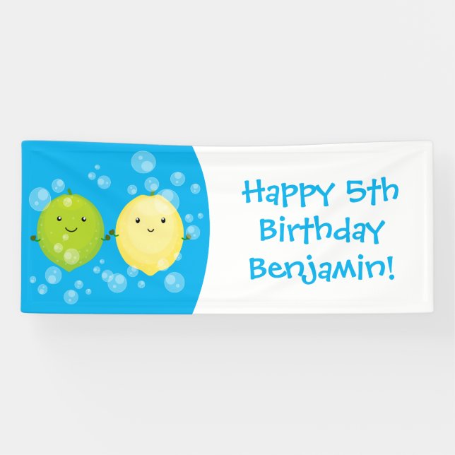Banderoles Caricature de chaux de citron joyeux (Horizontal)