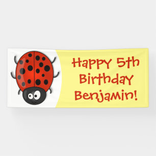 Banderoles Caricature de coccinelle rouge joyeux