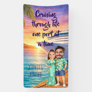 Banderoles Caricature de couple personnalisée pour porte de c
