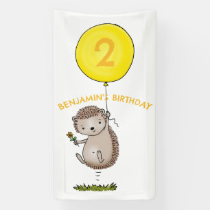 Banderoles Caricature de hérisson mignon anniversaire personn