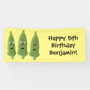 Banderoles Caricature de légumes de l'okra chantante mignonne