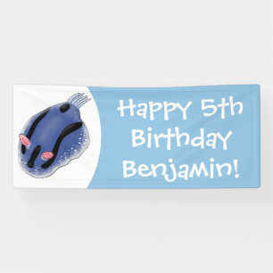 Banderoles Caricature de nudibranche bleu mignon