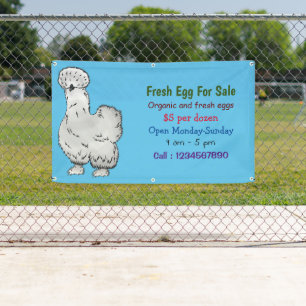 Banderoles Caricature de poulet Silkie signe d'oeuf frais à v