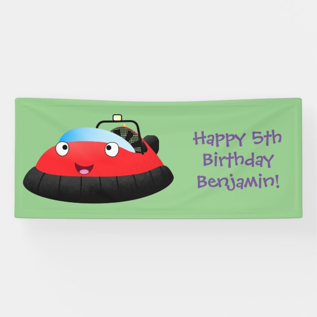 Banderoles Caricature d'hovercraft rouge joyeux (Horizontal)