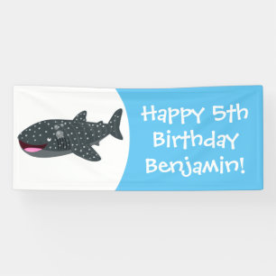 Banderoles Caricature joli requin baleine joyeux