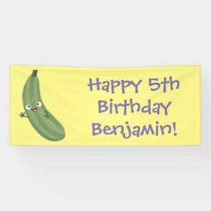 Banderoles Caricature joyeux de courgettes mignonnes