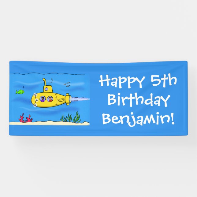 Banderoles Caricature sous-marine joyeuse (Horizontal)