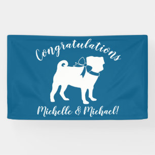 Banderoles Carlin Chien Baby shower Garçon Bleu avec Bow