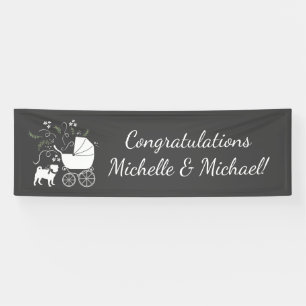Banderoles Carlin Chien Baby shower Gris Chiot Chien Neutre G