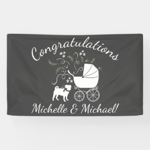 Banderoles Carlin Chien Baby shower Gris Chiot Chien Neutre G